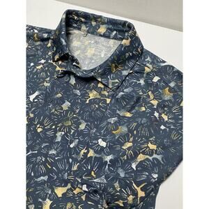 Under Armour Playoff 3.0 Printed Golf Polo Shirt Men's Large Navy Floral